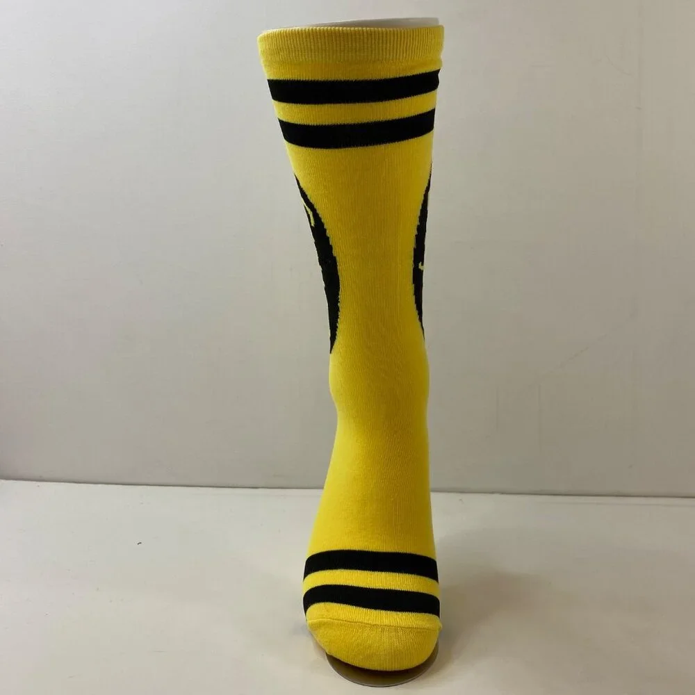 Unisex Knee High Socks Crayon Stripes Yellow Black